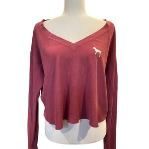 Victoria's Secret Pink Oversized Small Women’s Long Sleeve Shirt Casual Lounge